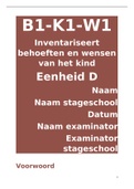 Examen onderwijsassistent B1-K1-W1 Inventariseert behoeften en wensen van het kind/ vak observeren