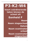 Examen onderwijsassistent P3-K2-W4 Voert coördinerende taken binnen de school uit 