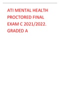 ATI MENTAL HEALTH PROCTORED FINAL EXAM C 2021/2022. GRADED A