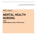 NURS- Uworld MENTAL HEALTH NURSING AAA EXAMS Elaboration Questions & Detailed Answers