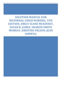 SOLUTION MANUAL FOR MATERNAL-CHILD NURSING, 5TH EDITION, EMILY SLONE MCKINNEY, SUSAN R. JAMES, SHARON SMITH MURRAY, KRISTINE NELSON, JEAN ASHWILL