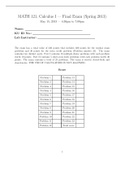 Calculus 1 Sample Paper