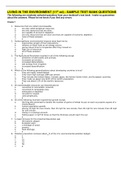 LIVING IN THE ENVIRONMENT (11th ed) - SAMPLE TEST BANK QUESTIONS