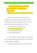 NR 222 FINAL EXAM 3 – QUESTION AND ANSWERS;Health and Wellness: Chamberlain University.
