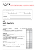 AQA 7356 AS June 2019 Paper 1 Pure and Mechanics questions