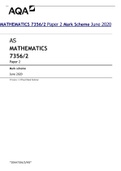 AQA MATHEMATICS 7356/2 Paper 2 Mark Scheme June 2020