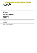 AQA A-LEVEL MATHEMATICS 7557/1 PAPER 1 JUNE 2020 FINAL MARK SCHEME