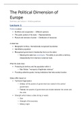 Summary Political Dimension of Europe per lecture 