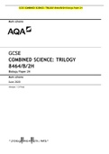 GCSE COMBINED SCIENCE TRILOGY 8464/B/2H Biology Paper 2H MARK SCHEME JUNE 2020