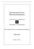 Specialisation Course International Relations UvA MSc FULL NOTES