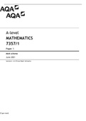 A LEVEL MATHEMATICS 7357/1 Paper 1 Mark scheme June 2021