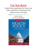 Health Policy Application for Nurses and Other Healthcare Professionals 2nd Edition Porche Test Bank