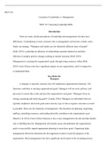 MGT 321 Week 1 Assignment  MGT 321  Concepts of Leadership vs. Management  MGT 321 Assessing Leadership Skills  Introduction  There are many similar perceptions of leadership and management, but they have differences. Contradicting to most, someone who is