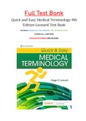 Quick and Easy Medical Terminology 9th Edition Leonard Test Bank