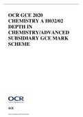 OCR GCE 2020 CHEMISTRY A H032/02 DEPTH IN CHEMISTRY/ADVANCED SUBSIDIARY GCE MARK SCHEME(CERTIFIED ANSWERS)/VERIFIED FOR SUCCESS