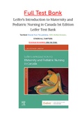 Leifer’s Introduction to Maternity and Pediatric Nursing in Canada 1st Edition Leifer Test Bank