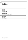 GCSE GERMAN 8668/LH Paper 1 Listening Higher Tier Mark scheme