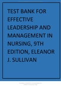 Effective Leadership and Management in Nursing 9th Edition Sullivan Test Bank