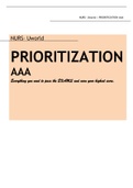 NURS- Uworld PRIORITIZATION AAA (Everything you need to pass the EXAMS and earn your highest score) Exam Elaborations Q&A