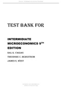 TEST BANK FOR INTERMIDIATE MICROECONOMICS 9TH EDITION Hal R. Varian Theodore C. Bergstrom James E. West