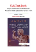 Physical Examination And Health Assessment 8th Edition Jarvis Test Bank