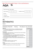 AQA 7356 AS June 2019 Paper 1 Pure and Mechanics