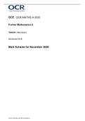 OCR GCE Further Mathematics A Y543/01: Mechanics Advanced GCE Mark Scheme for November 2020