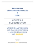 Tentamenvragen (172) & antwoorden Kwalitatieve onderzoeksmethodologie (B&M) + Quizlet