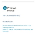 Mark Scheme (Results) October 2020 Pearson Edexcel International Advanced Level In Biology (WBI14) Paper 01: Energy, Environment, Microbiology and Immunity