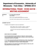 INTERNATIONAL TRADE - ECON 4431W - WRITING ASSIGNMENT|2021222| Newly updated|