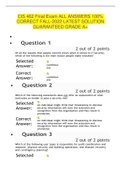 CIS 462 Final Exam ALL ANSWERS 100% CORRECT FALL-2022 LATEST SOLUTION GUARANTEED GRADE A+