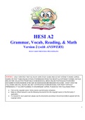 HESI A2 Version 2 - Grammar, Vocab, Reading, Math Study Guide:NEWEST-2022