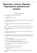 Respiratory, Urinary, Digestive, Reproductive questions and answers.