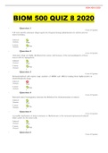 BIOM 500 QUIZ 8 2020 Question With Correct Answers (100% Satisfied)