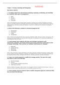 Exam (elaborations) Nursing-101-Leadership-And-Management-Test-Bank Chapter 1: Nursing Leadership and Management MULTIPLE CHOICE 1. According to Henri Fayol, the functions of planning, organizing, coordinating, and controlling are considered which aspect 