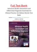 Advanced Health Assessment and Differential Diagnosis Essentials for Clinical Practice 1st Edition Myrick Test Bank