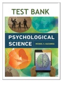 TEST BANK PSYCHOLOGICAL SCIENCE 6TH EDITION BY MICHAEL S. GAZZANIGA