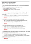 NR442 Community Health Nursing Exam 1 Practice Questions