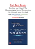 Goodman and Gilman’s The Pharmacological Basis of Therapeutics 13th Edition Brunton Test Bank