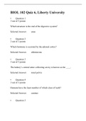 BIOL 102 Quiz 6 (Version 2), Verified and Correct Answers, Liberty University
