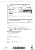 [Question Paper: Pearson Edexcel A-Level 2021] Politics Paper 2: UK Government and Non-core Political Ideas