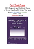 DSM5 Diagnostic and Statistical Manual of Mental Disorders 5th Edition Test Bank