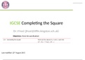 Completing the square GCSE 
