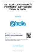 TEST BANK FOR MANAGEMENT INFORMATION SYSYTEMS 9TH EDITION BY BIDGOLI