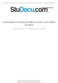 Fundamentals of Nursing 9th Edition by Taylor, Lynn, Bartlett Test Bank | Chapter 1-46 |Complete Guide A+