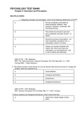 PSYCHOLOGY TEST BANK  Coon Journey 5e TB Chapter 4: Sensation and Perception Graded A+