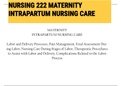 Exam (elaborations) NURSING 222 MATERNITY INTRAPARTUM NURSING CARE 