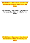 NR 503 Week 1 Discussion: Exercise and Discussion Questions from Curley Text Book