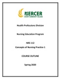 NRS 112 Nursing Education Program NRS 112 Concepts of Nursing Practice 1 COURSE OUTLINE
