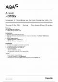 AQA A-Level History Component 1D(7042/1D Stuart Britain and the Crisis of Monarchy) May 2024